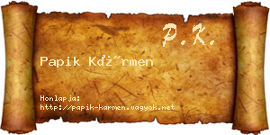 Papik Kármen névjegykártya